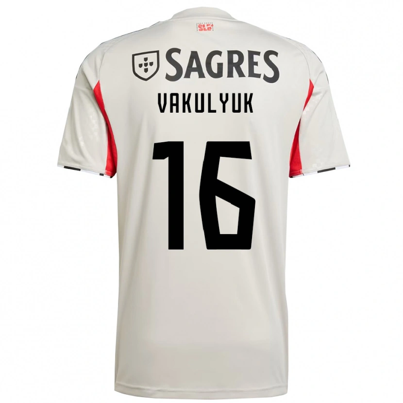 Danxen Mulher Camisola André Vakulyuk #16 Branco Sujo Vermelho Alternativa 2025/26 Camisa