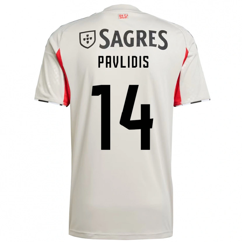 Danxen Mulher Camisola Vangelis Pavlidis #14 Branco Sujo Vermelho Alternativa 2025/26 Camisa