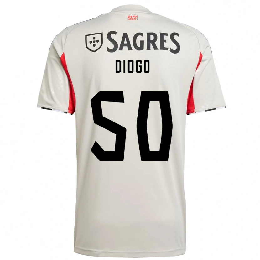 Danxen Mulher Camisola Diogo Ferreira #50 Branco Sujo Vermelho Alternativa 2025/26 Camisa
