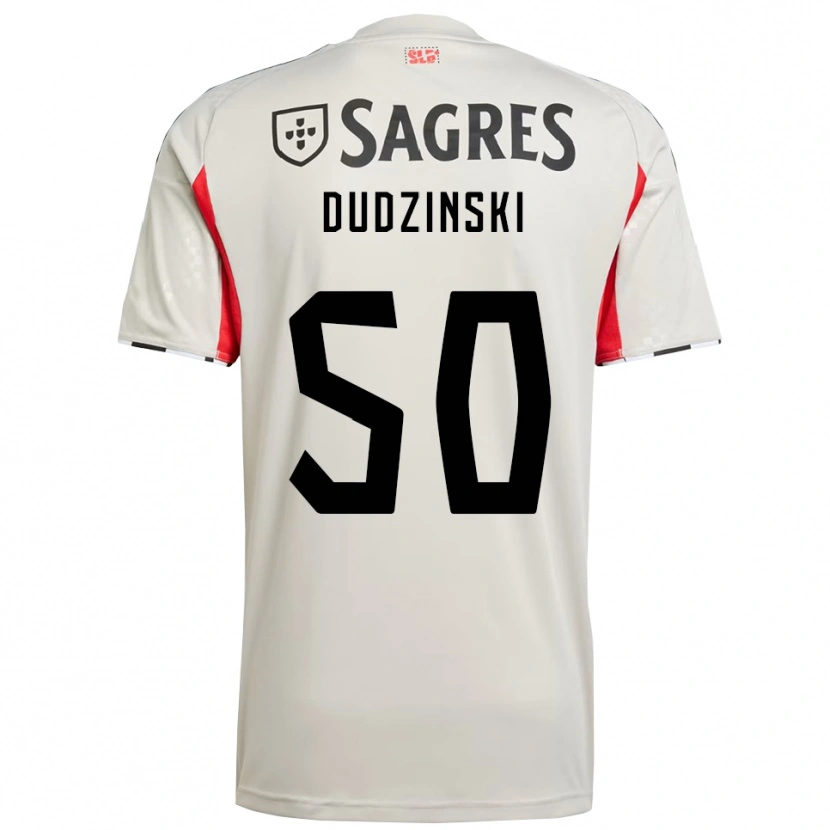 Danxen Mulher Camisola Marcel Dudzinski #50 Branco Sujo Vermelho Alternativa 2025/26 Camisa