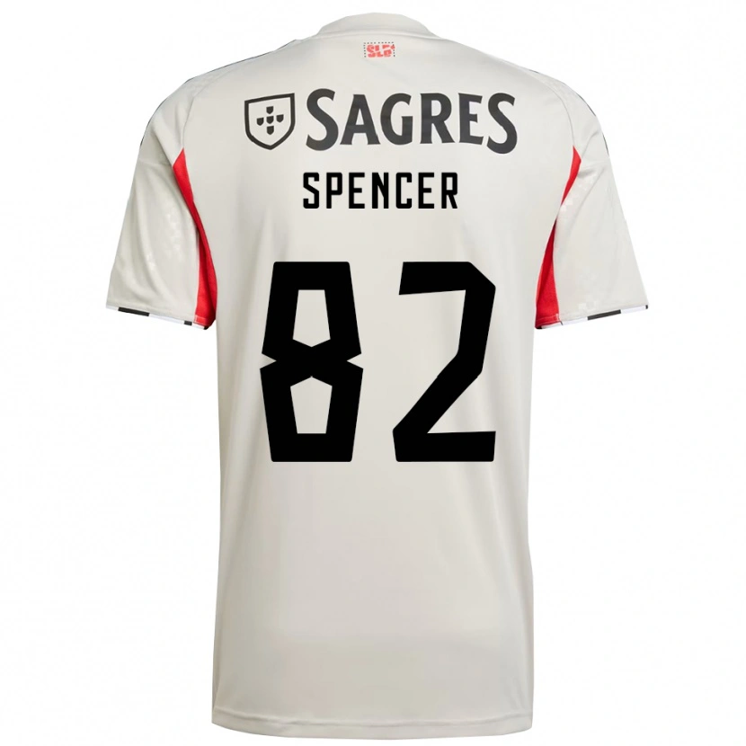 Danxen Mulher Camisola Diogo Spencer #82 Branco Sujo Vermelho Alternativa 2025/26 Camisa
