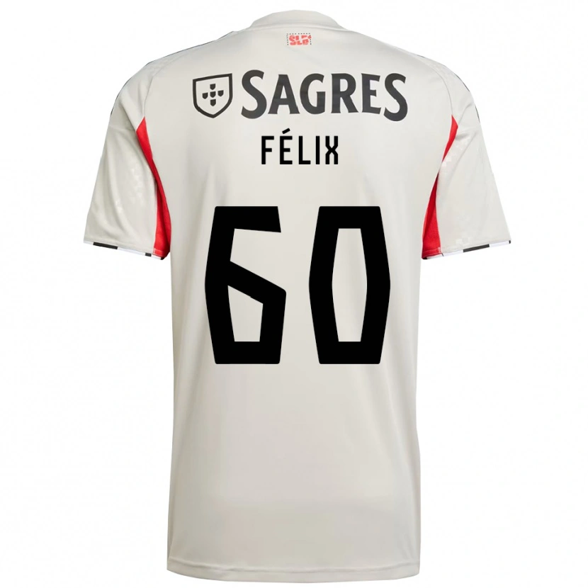 Danxen Mulher Camisola Nuno Félix #60 Branco Sujo Vermelho Alternativa 2025/26 Camisa