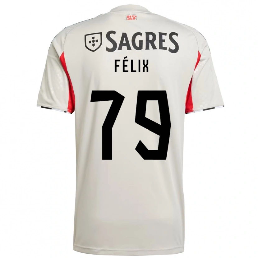 Danxen Mulher Camisola Hugo Félix #79 Branco Sujo Vermelho Alternativa 2025/26 Camisa