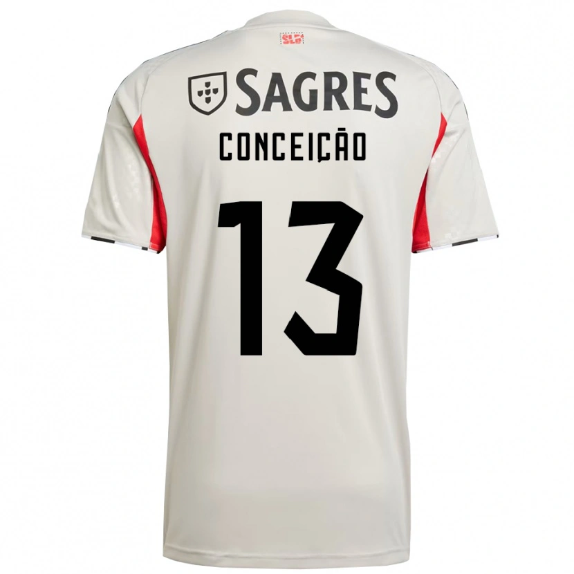 Danxen Mulher Camisola João Conceição #13 Branco Sujo Vermelho Alternativa 2025/26 Camisa