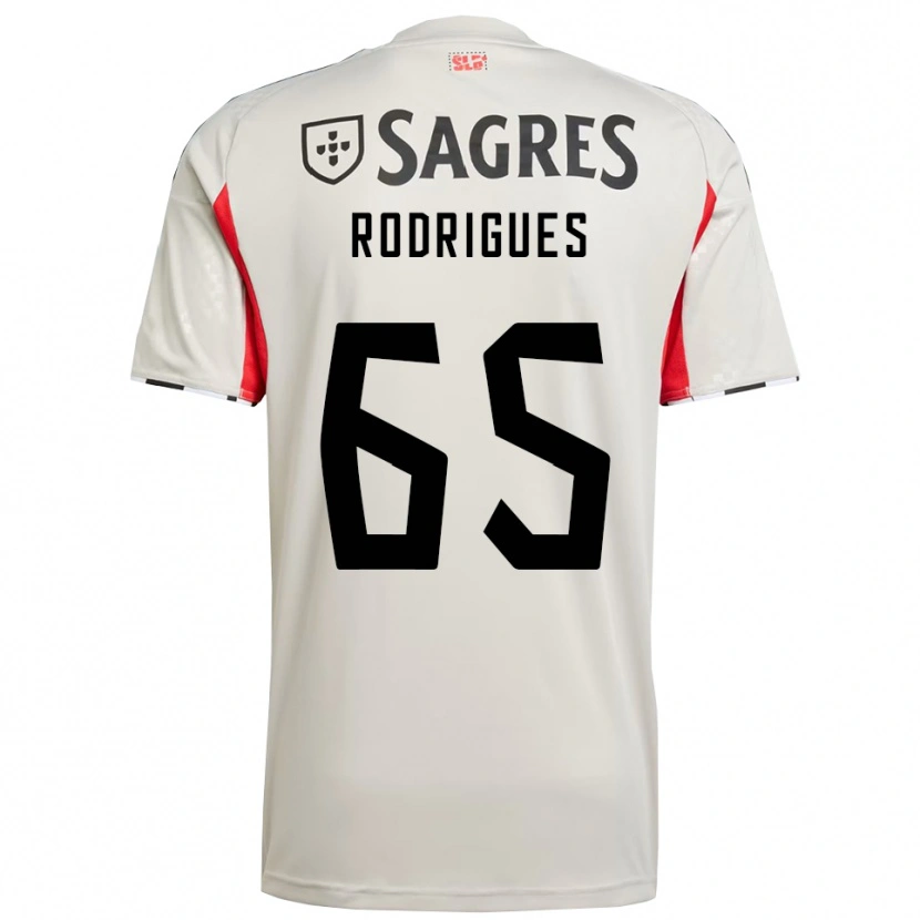 Danxen Mulher Camisola Rafael Rodrigues #65 Branco Sujo Vermelho Alternativa 2025/26 Camisa