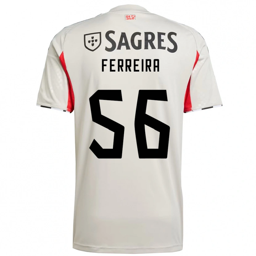 Danxen Mulher Camisola Martim Ferreira #56 Branco Sujo Vermelho Alternativa 2025/26 Camisa