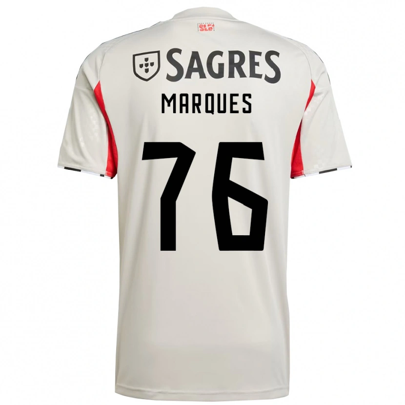 Danxen Mulher Camisola Gustavo Marques #76 Branco Sujo Vermelho Alternativa 2025/26 Camisa
