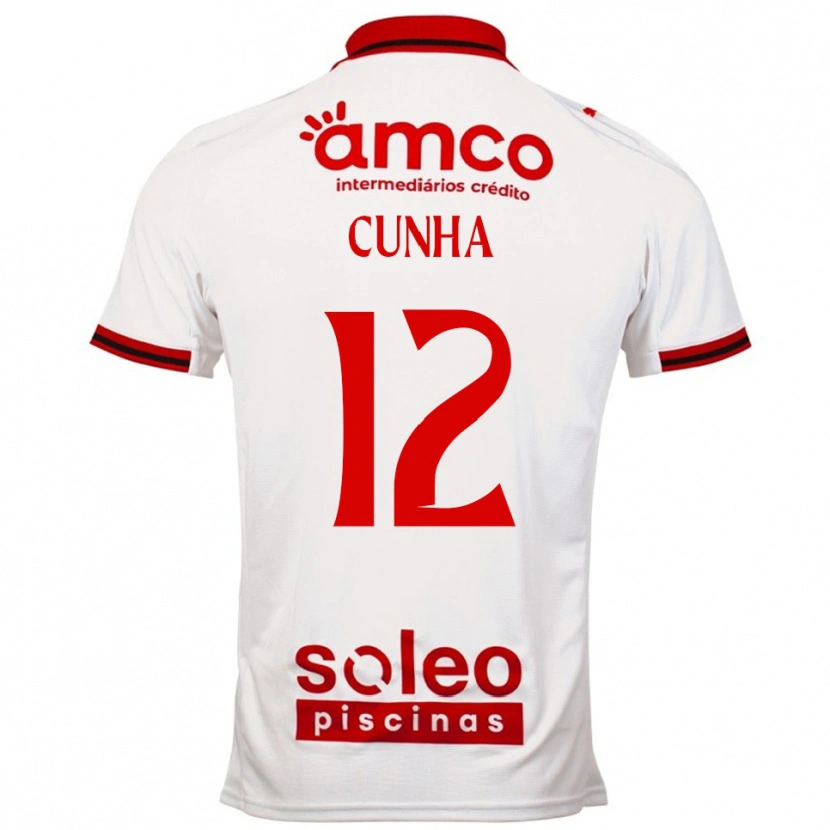 Danxen Mulher Camisola Romário Cunha #12 Branco Vermelho Alternativa 2025/26 Camisa