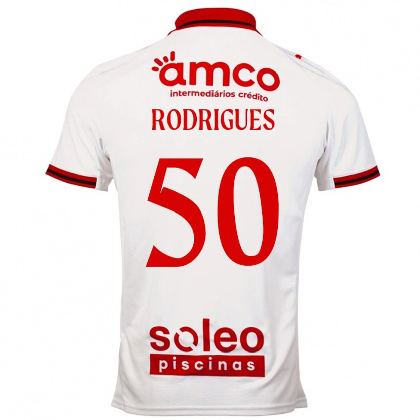 Danxen Mulher Camisola Diego Rodrigues #50 Branco Vermelho Alternativa 2025/26 Camisa