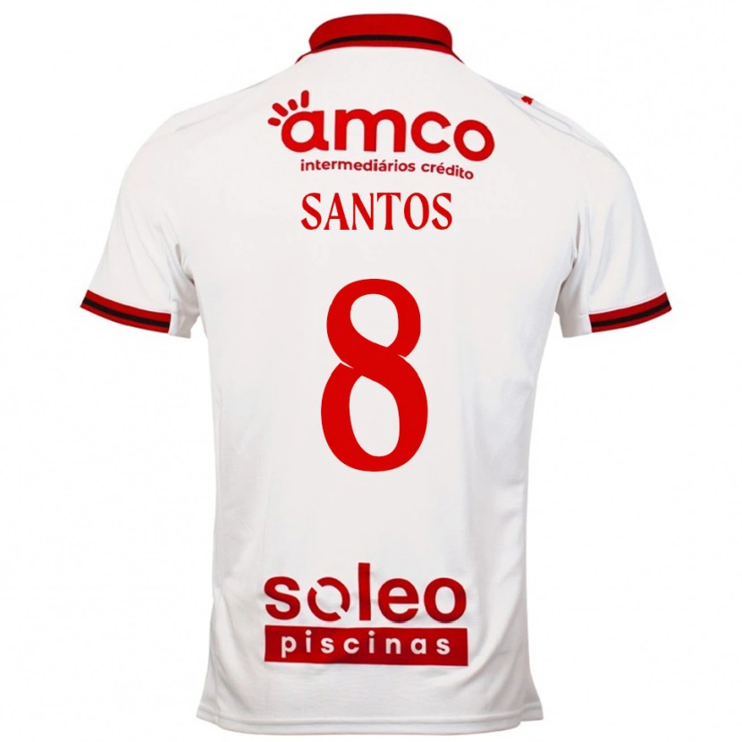 Danxen Mulher Camisola Vicente Santos #8 Branco Vermelho Alternativa 2025/26 Camisa