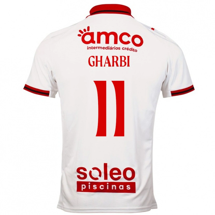 Danxen Mulher Camisola Ismaël Gharbi #11 Branco Vermelho Alternativa 2025/26 Camisa