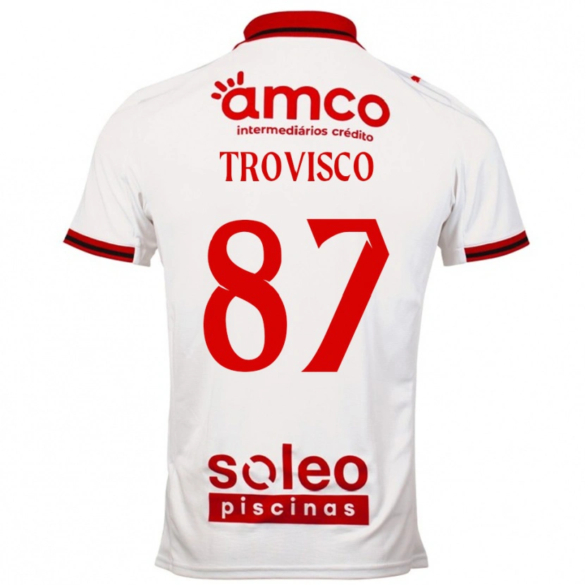 Danxen Mulher Camisola João Trovisco #87 Branco Vermelho Alternativa 2025/26 Camisa