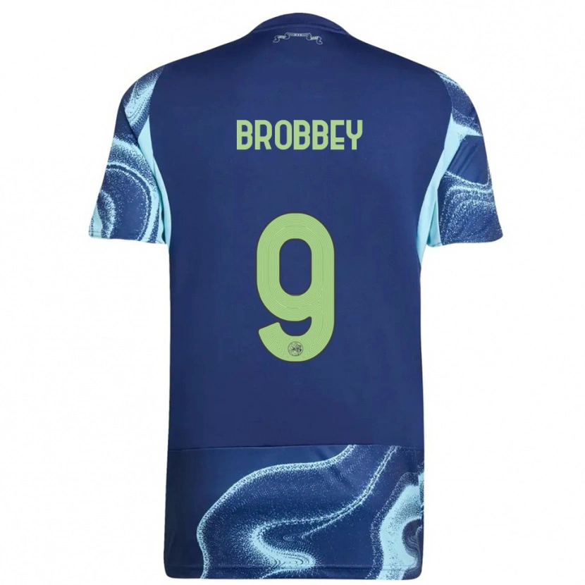 Danxen Mulher Camisola Brian Brobbey #9 Marinho Azul Celeste Alternativa 2025/26 Camisa