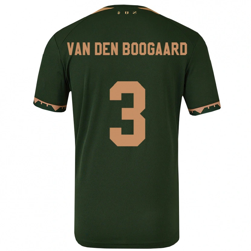Danxen Mulher Camisola Brian Van Den Boogaard #3 Verde Dourado Alternativa 2025/26 Camisa
