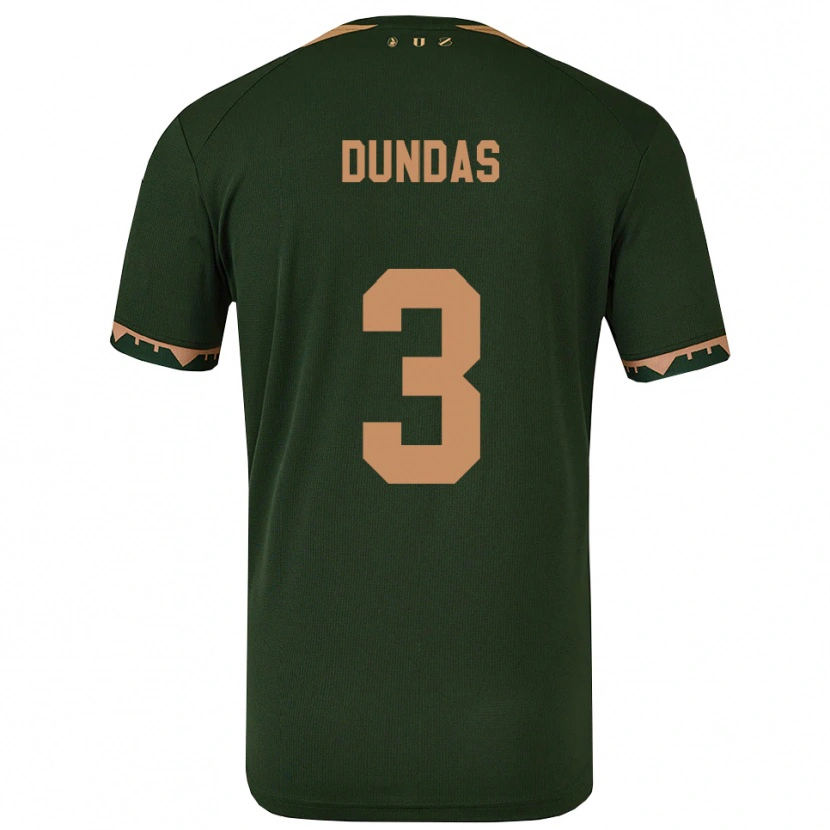 Danxen Mulher Camisola Noa Dundas #3 Verde Dourado Alternativa 2025/26 Camisa
