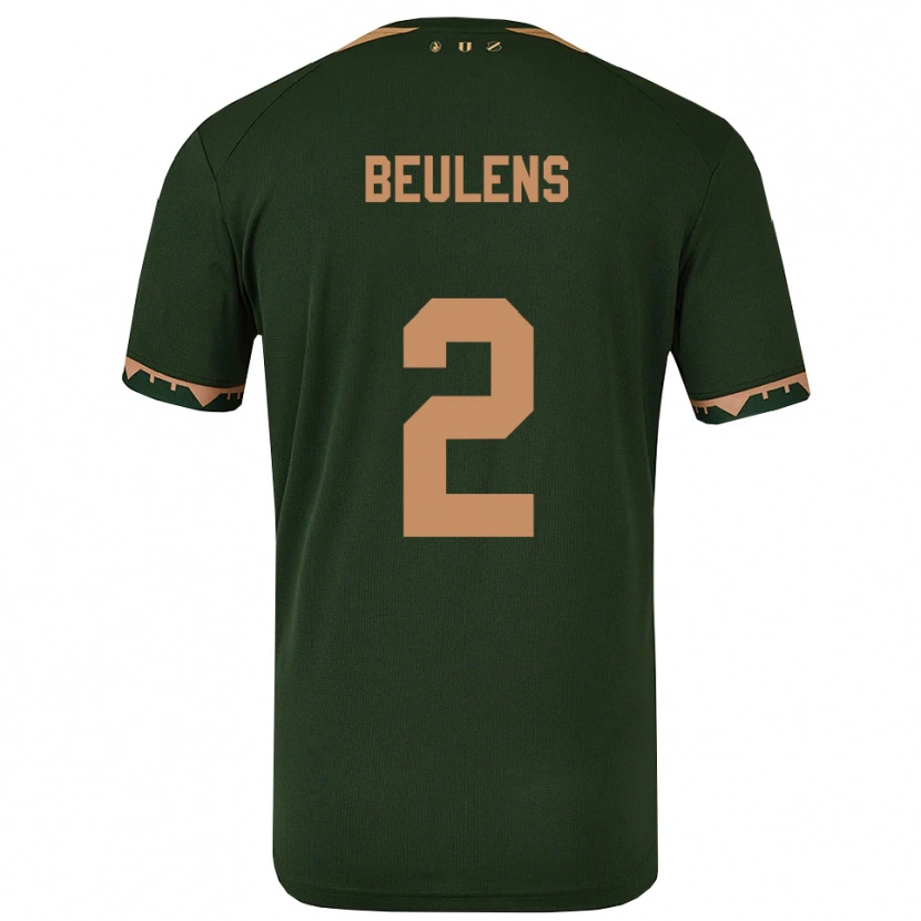 Danxen Mulher Camisola Noël Beulens #2 Verde Dourado Alternativa 2025/26 Camisa