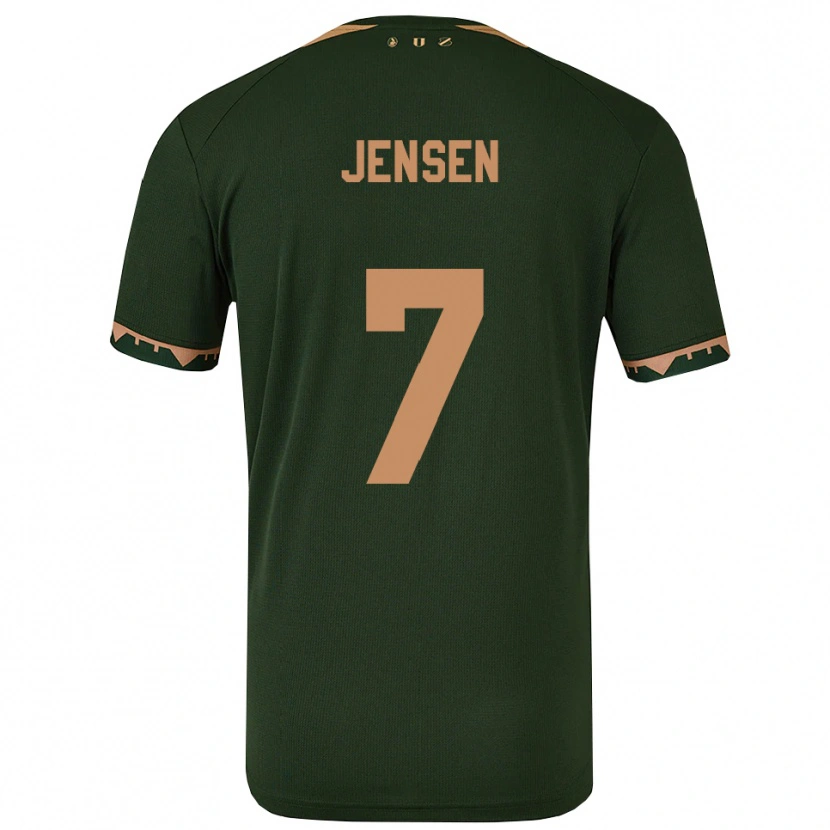 Danxen Mulher Camisola Victor Jensen #7 Verde Dourado Alternativa 2025/26 Camisa