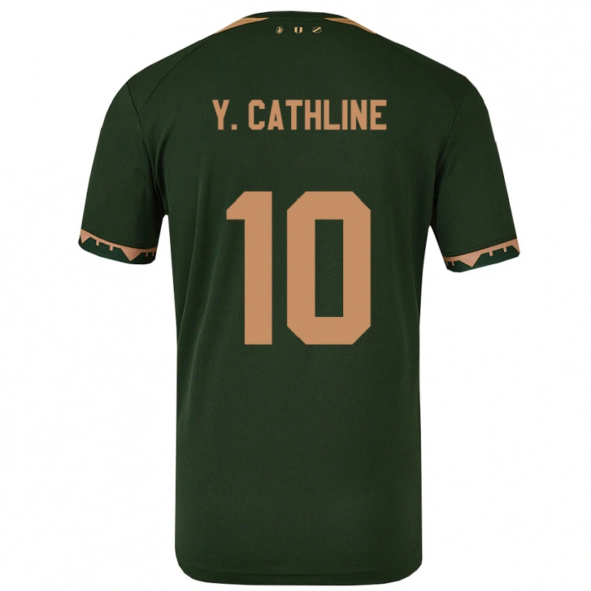 Danxen Mulher Camisola Yoann Cathline #10 Verde Dourado Alternativa 2025/26 Camisa