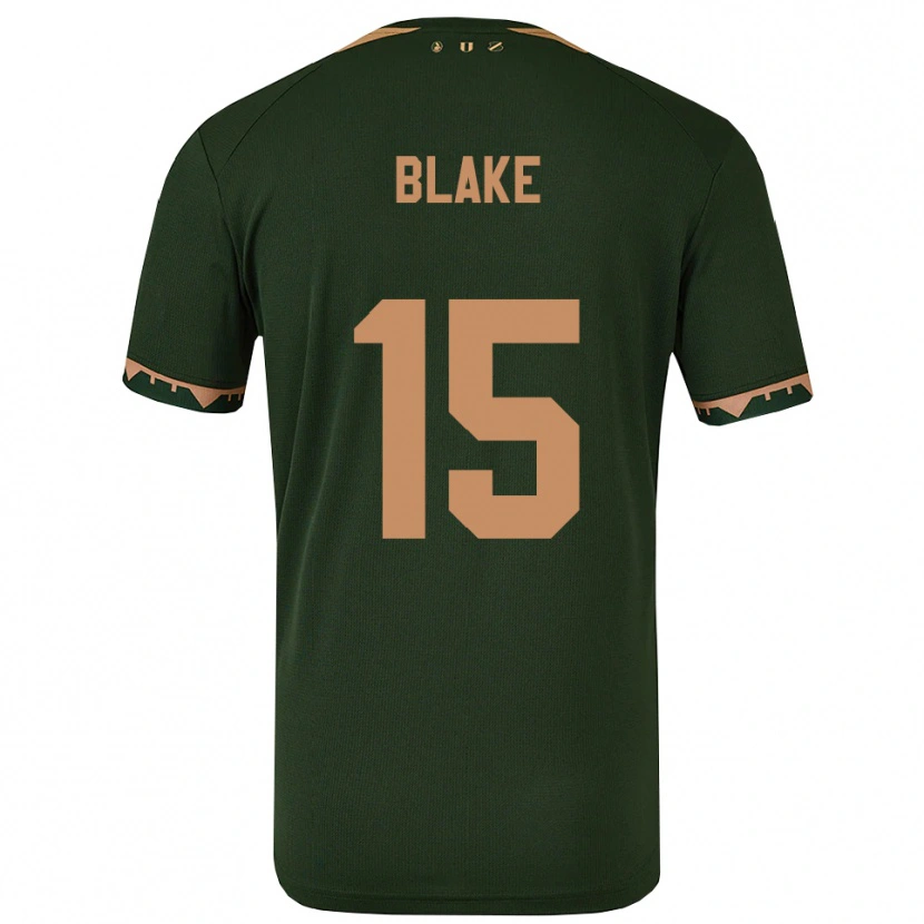 Danxen Mulher Camisola Adrian Blake #15 Verde Dourado Alternativa 2025/26 Camisa