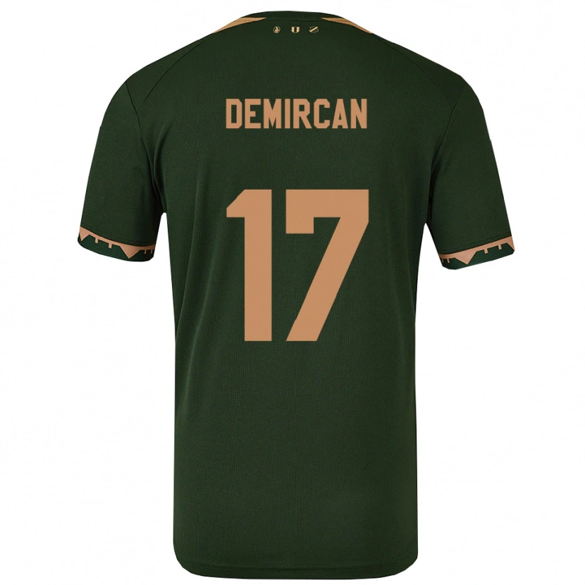 Danxen Mulher Camisola Emirhan Demircan #17 Verde Dourado Alternativa 2025/26 Camisa
