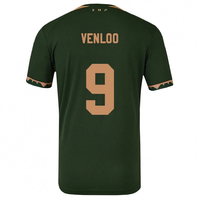 Danxen Mulher Camisola Geronimo Venloo #9 Verde Dourado Alternativa 2025/26 Camisa