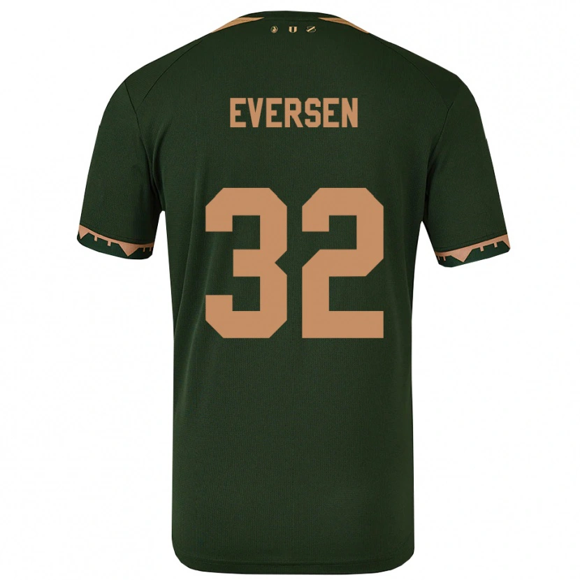Danxen Mulher Camisola Justin Eversen #32 Verde Dourado Alternativa 2025/26 Camisa