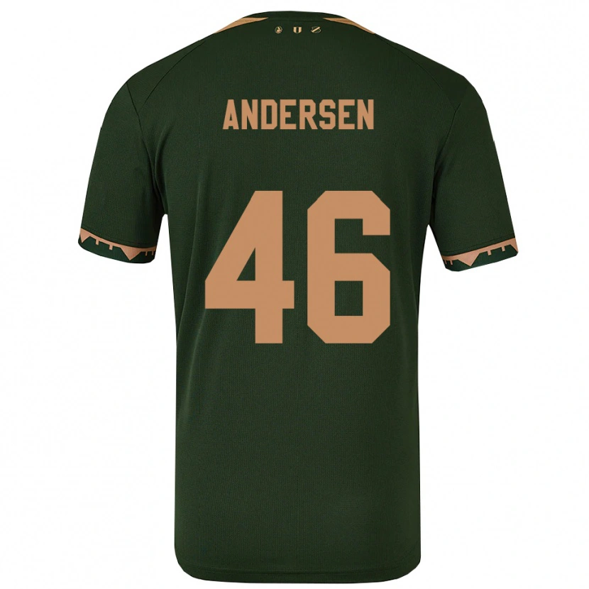 Danxen Mulher Camisola Silas Andersen #46 Verde Dourado Alternativa 2025/26 Camisa