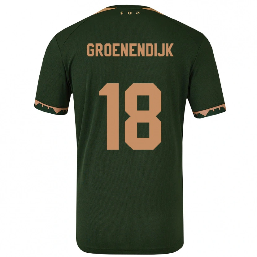 Danxen Mulher Camisola Tami Groenendijk #18 Verde Dourado Alternativa 2025/26 Camisa