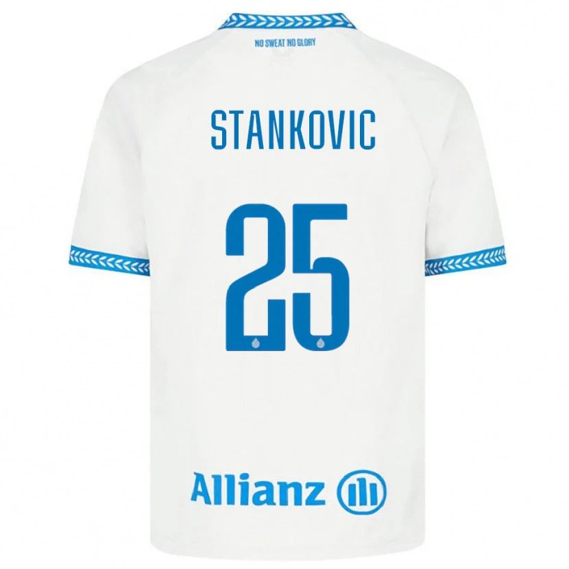 Danxen Mulher Camisola Aleksandar Stanković #25 Azul Branco Alternativa 2025/26 Camisa