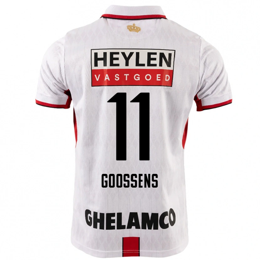 Danxen Mulher Camisola Mattias Goossens #11 Branco Vermelho Alternativa 2025/26 Camisa