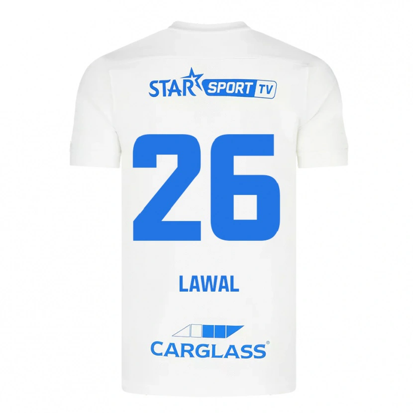 Danxen Mulher Camisola Tobias Lawal #26 Branco Azul Alternativa 2025/26 Camisa
