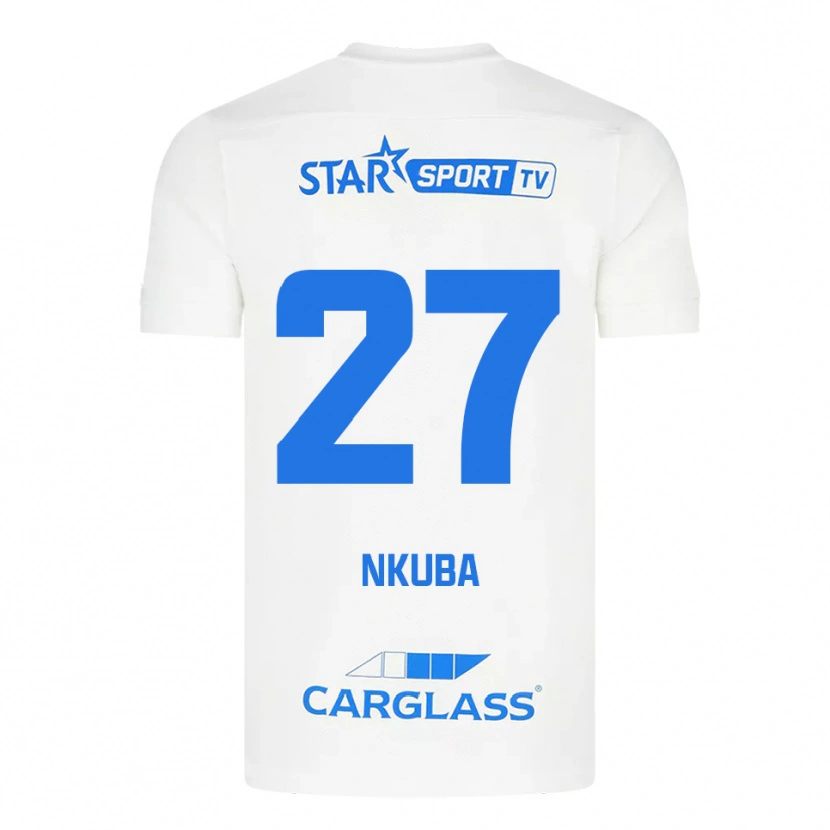 Danxen Mulher Camisola Ken Nkuba #27 Branco Azul Alternativa 2025/26 Camisa