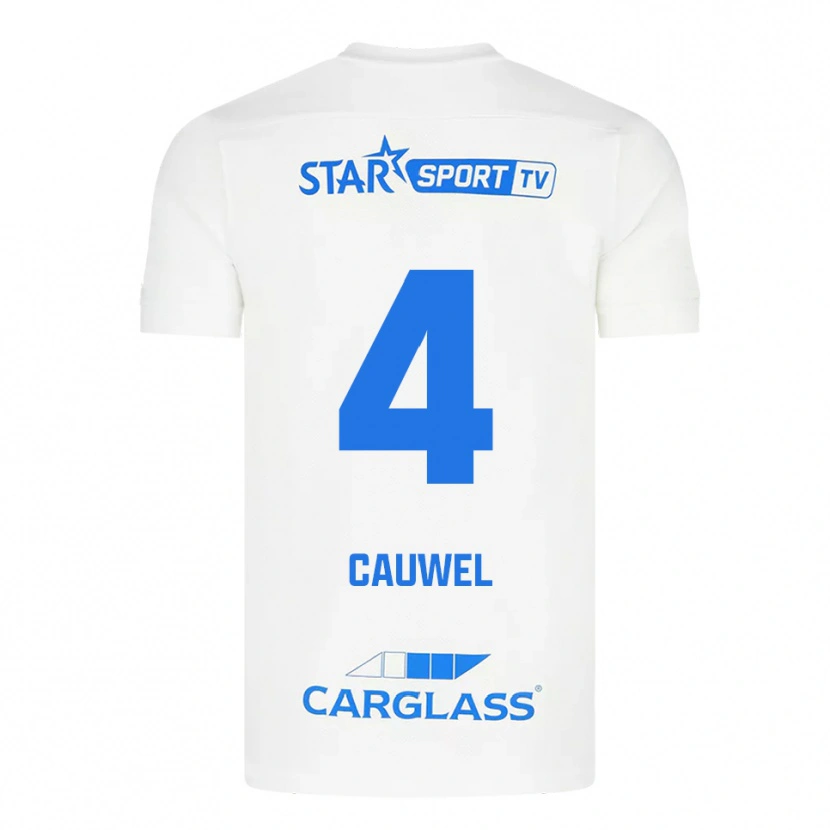 Danxen Mulher Camisola Michiel Cauwel #4 Branco Azul Alternativa 2025/26 Camisa