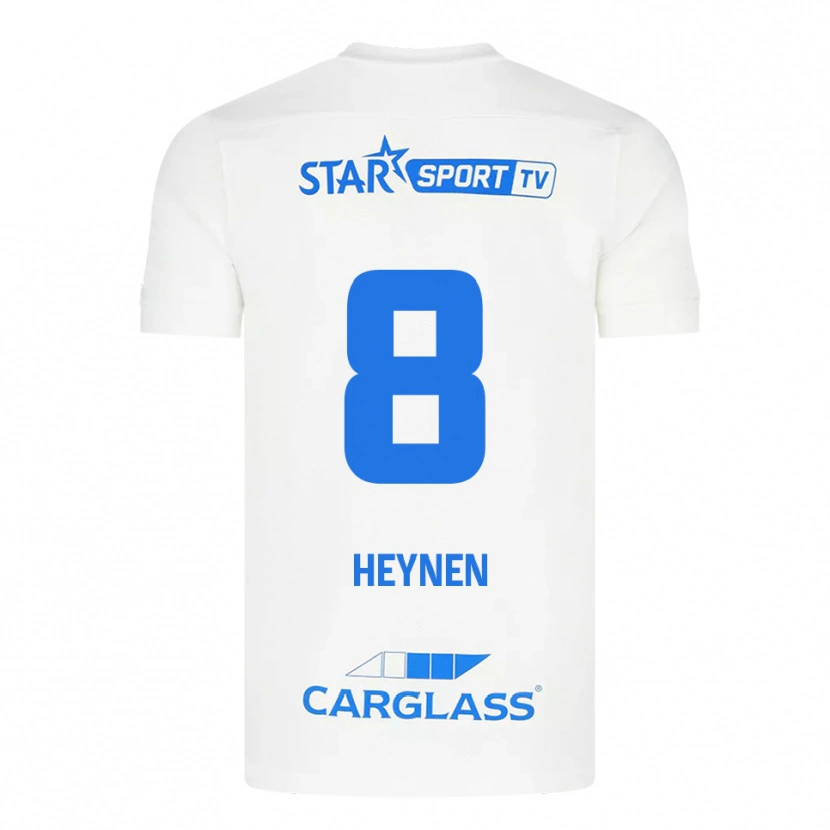 Danxen Mulher Camisola Bryan Heynen #8 Branco Azul Alternativa 2025/26 Camisa