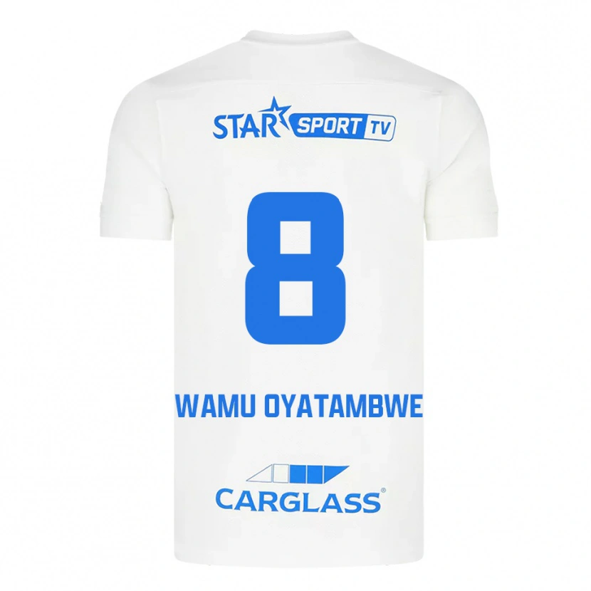 Danxen Mulher Camisola Matthias Wamu Oyatambwe #8 Branco Azul Alternativa 2025/26 Camisa