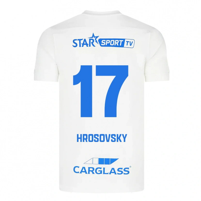 Danxen Mulher Camisola Patrik Hrosovsky #17 Branco Azul Alternativa 2025/26 Camisa