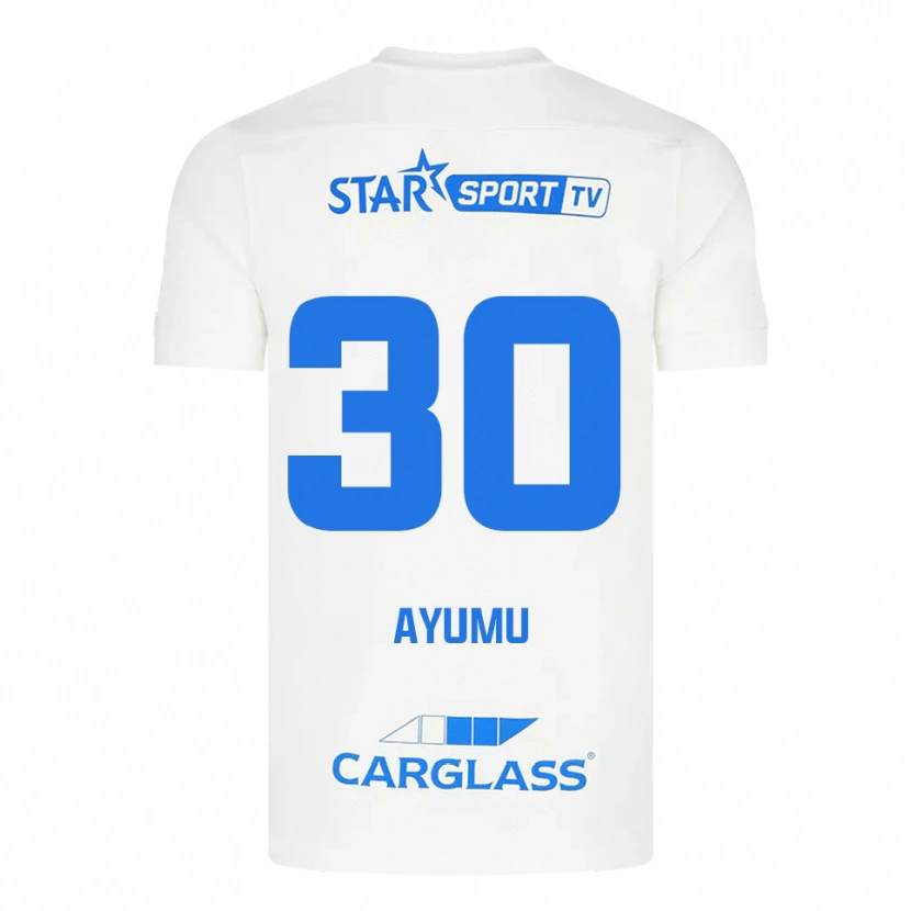 Danxen Mulher Camisola Ayumu Yokoyama #30 Branco Azul Alternativa 2025/26 Camisa