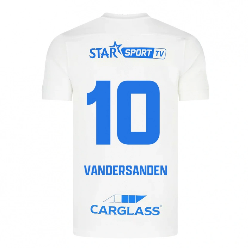 Danxen Mulher Camisola Sien Vandersanden #10 Branco Azul Alternativa 2025/26 Camisa