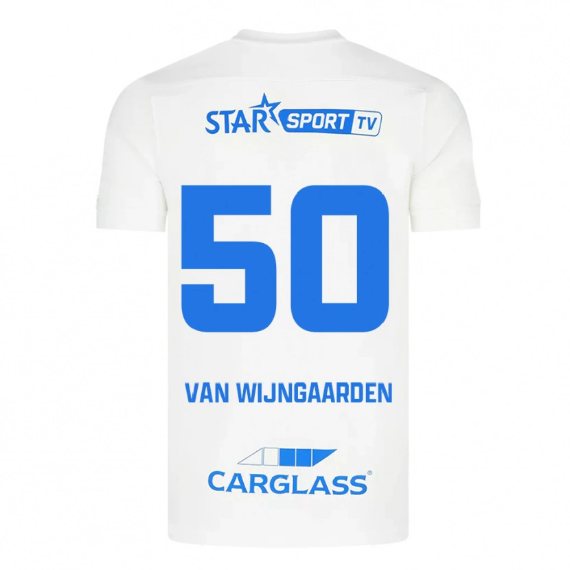 Danxen Mulher Camisola Maren Van Wijngaarden #50 Branco Azul Alternativa 2025/26 Camisa