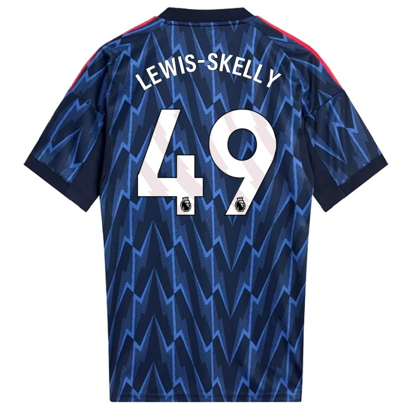 Danxen Mulher Camisola Myles Lewis-Skelly #49 Marinho Vermelho Alternativa 2025/26 Camisa