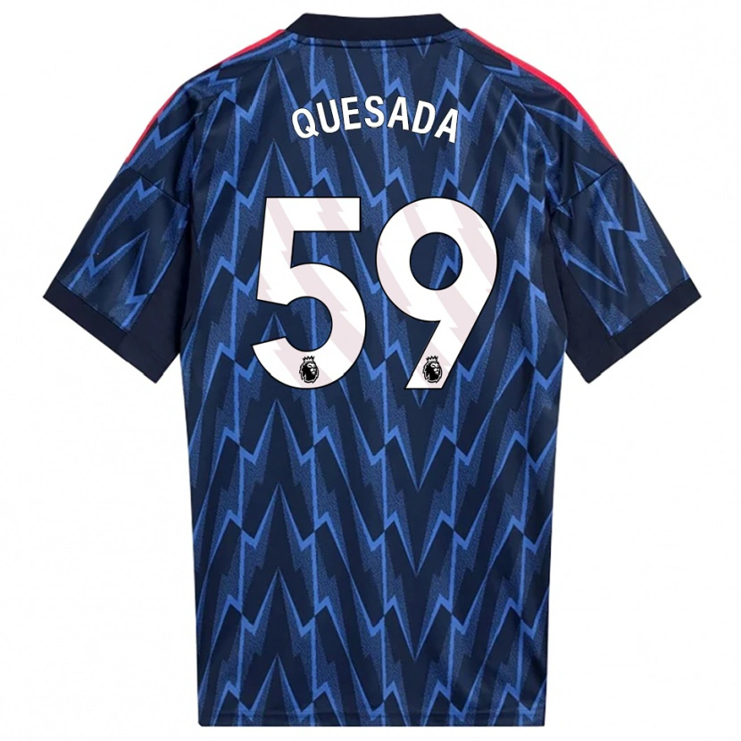 Danxen Mulher Camisola Elián Quesada #59 Marinho Vermelho Alternativa 2025/26 Camisa