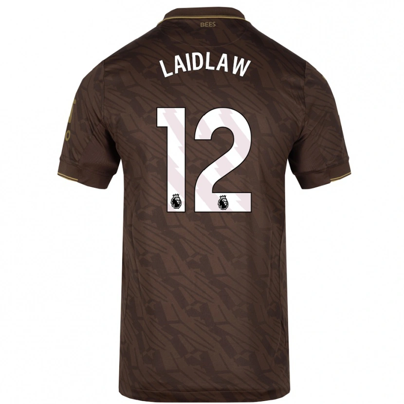 Danxen Mulher Camisola Ethan Laidlaw #12 Marrom Dourado Alternativa 2025/26 Camisa