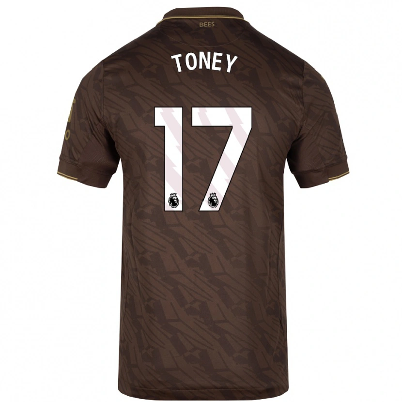 Danxen Mulher Camisola Ivan Toney #17 Marrom Dourado Alternativa 2025/26 Camisa