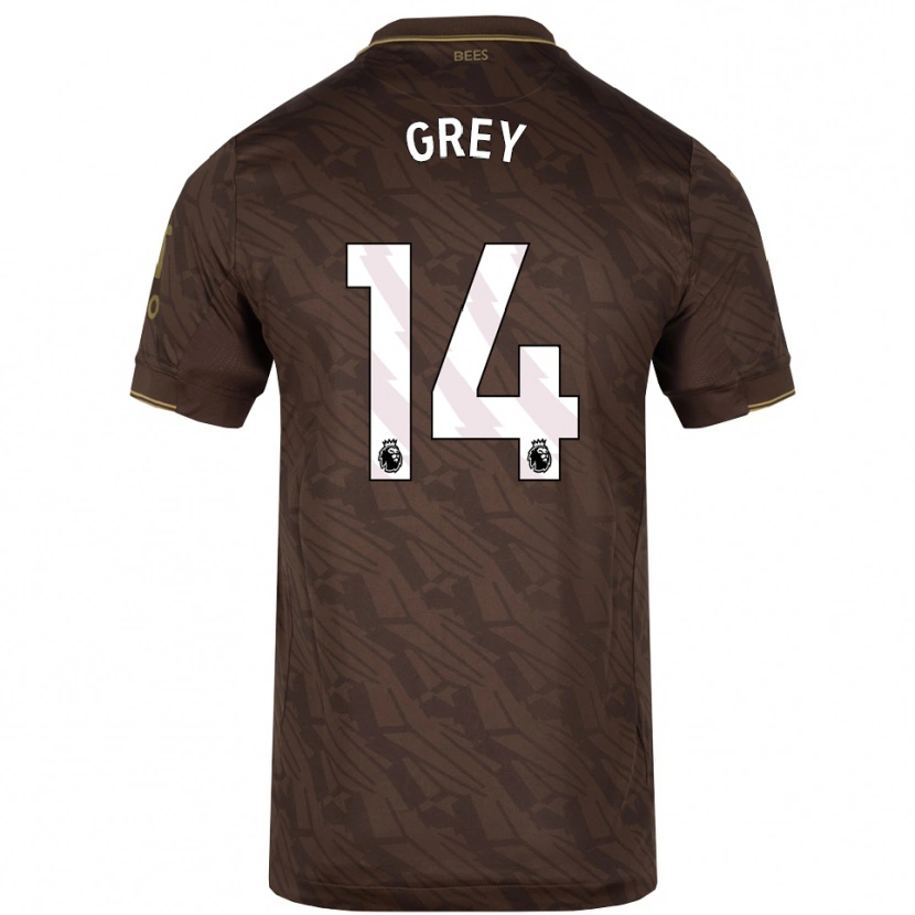 Danxen Mulher Camisola Andre Grey #14 Marrom Dourado Alternativa 2025/26 Camisa