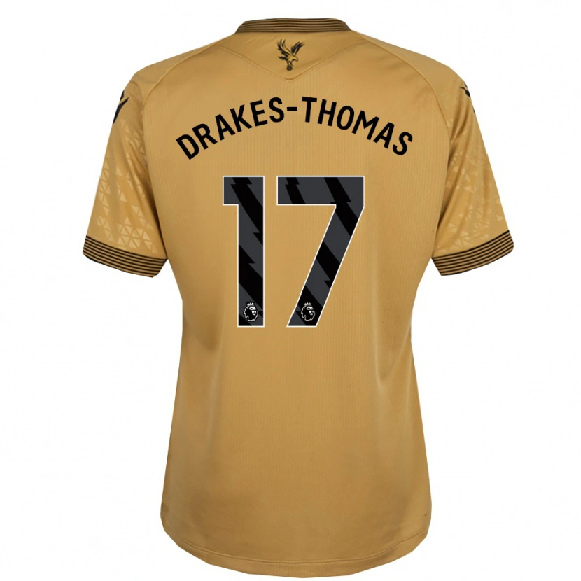 Danxen Mulher Camisola Joél Drakes-Thomas #17 Dourado Preto Alternativa 2025/26 Camisa