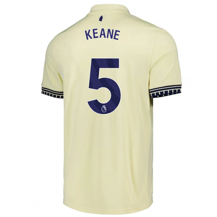 Danxen Mulher Camisola Michael Keane #5 Branco Sujo Preto Alternativa 2025/26 Camisa