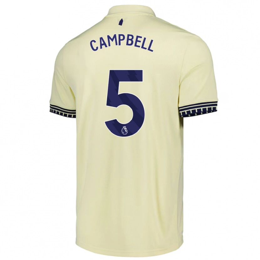 Danxen Mulher Camisola Elijah Campbell #5 Branco Sujo Preto Alternativa 2025/26 Camisa