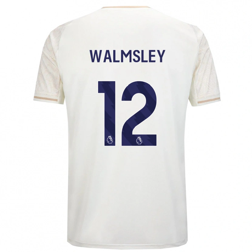 Danxen Mulher Camisola Joseph Walmsley #12 Branco Sujo Preto Alternativa 2025/26 Camisa