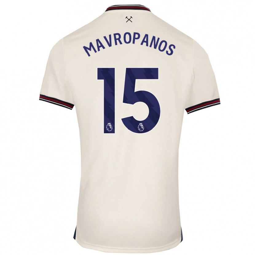 Danxen Mulher Camisola Konstantinos Mavropanos #15 Branco Sujo Alternativa 2025/26 Camisa
