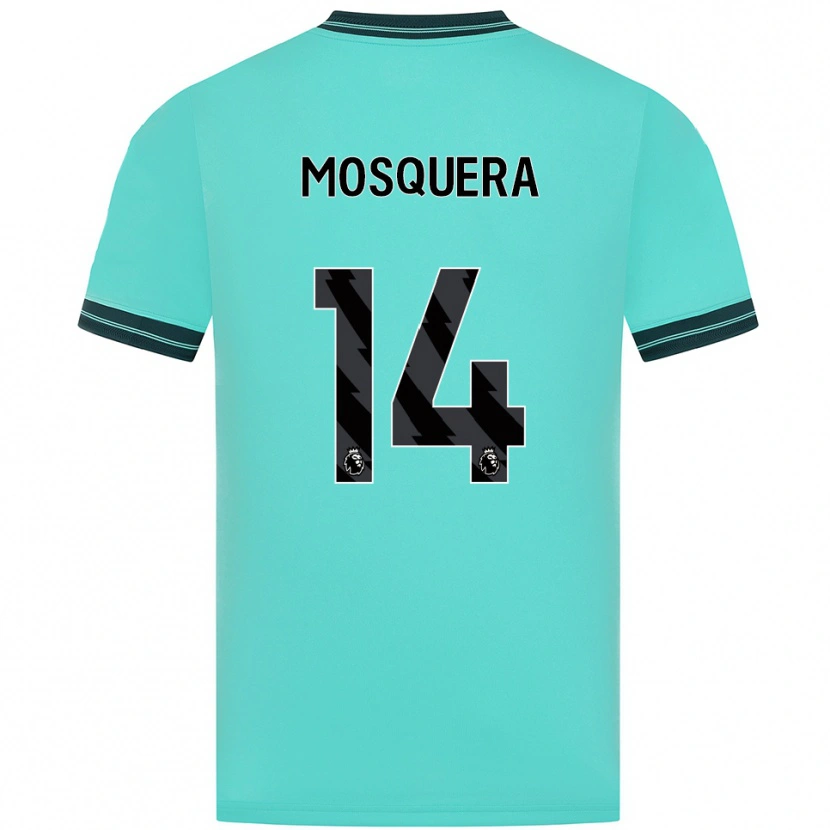 Danxen Mulher Camisola Yerson Mosquera #14 Azul Celeste Verde Alternativa 2025/26 Camisa